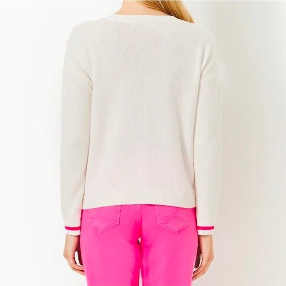 Lilly Pulitzer Pippy Sweater Coconut Love Always Embroidery - Picture 12 of 12